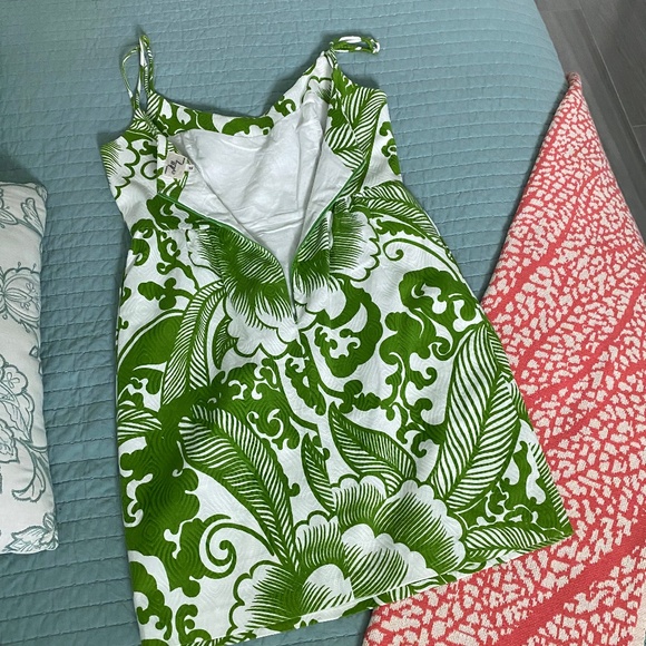 EUC Milly Green White Cotton Dress Sz 12 - Picture 10 of 13